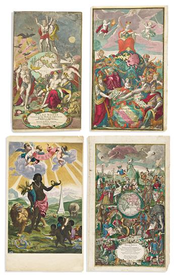 (TITLE PAGES.) Group of 12 seventeenth-and-eighteenth-century engraved allegorical atlas title pages.